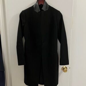 All Saints Black Trench Coat with Leather Collar